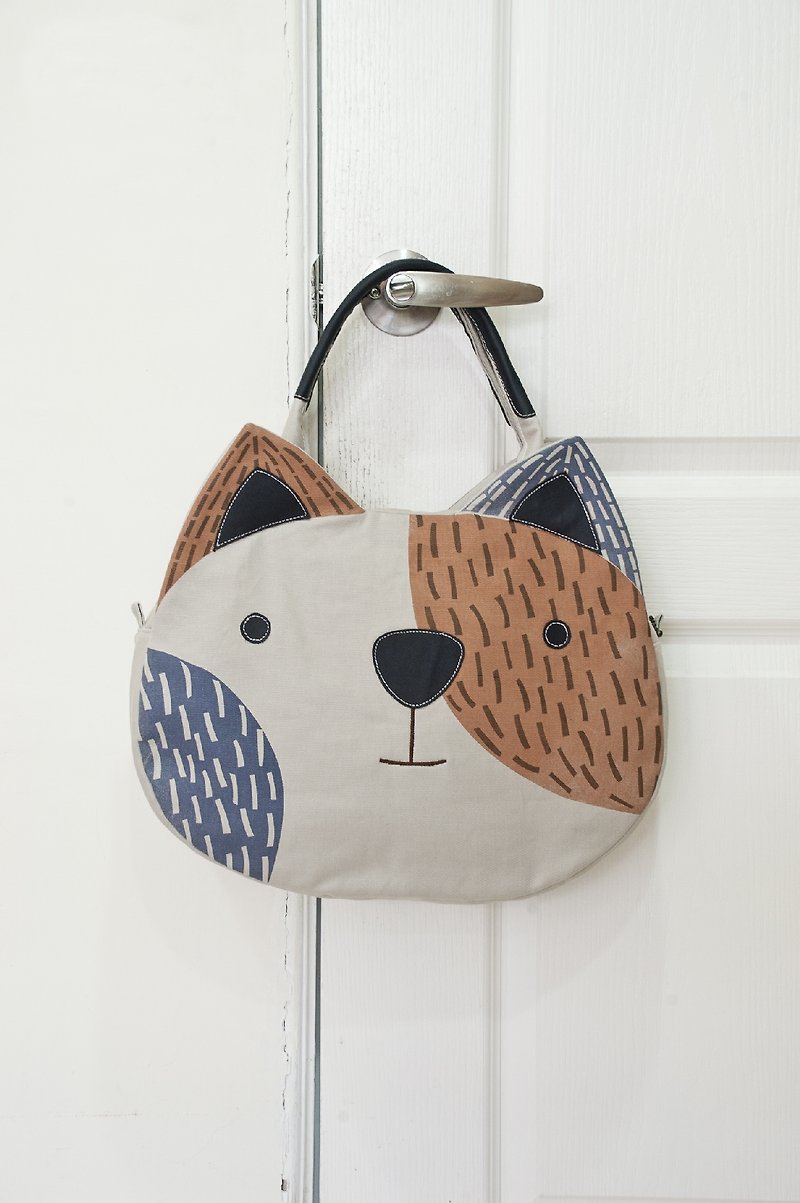 Han Han big cat tote bag / handbag - Handbags & Totes - Other Materials Khaki