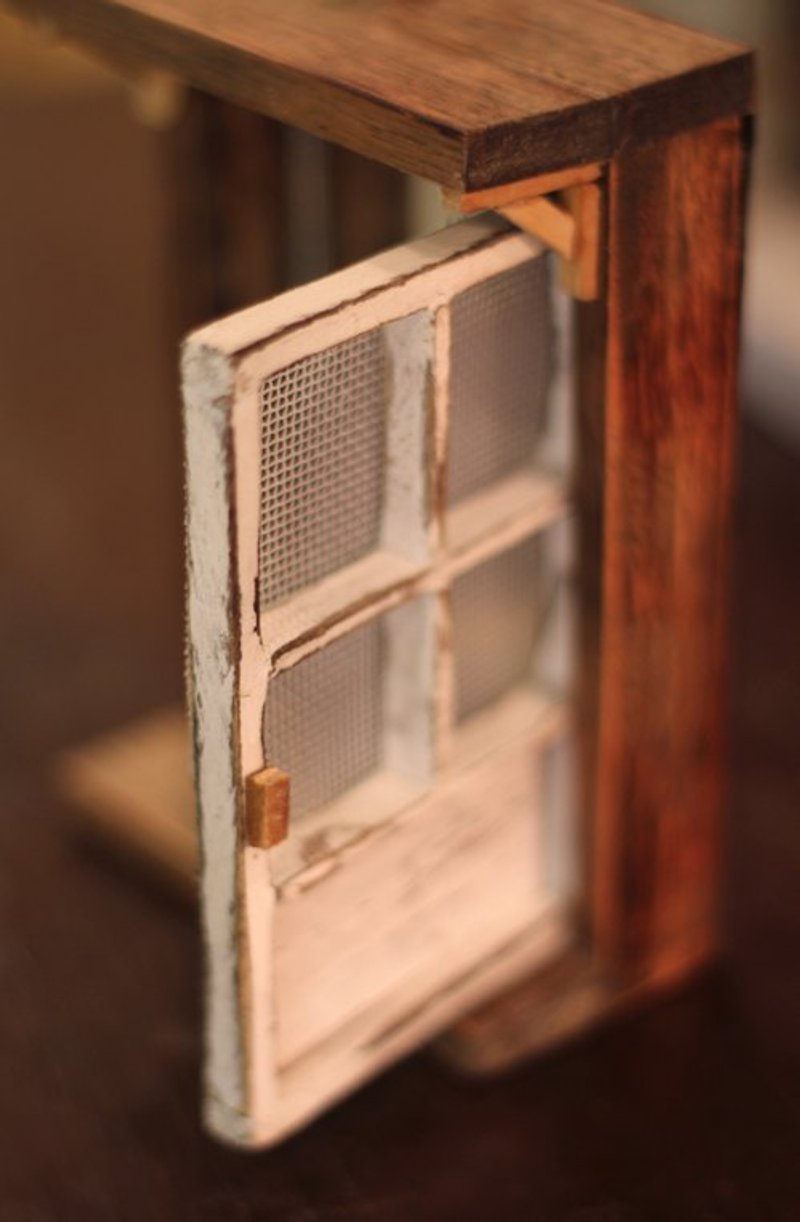 格子老木門紗窗鏡子 - 置物 - 木製 ブラウン