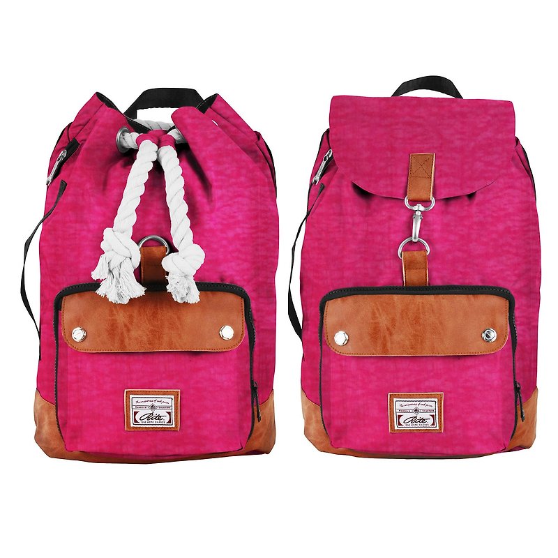 RITE twin package ║ boxing bag x exploration package (L) - washing pink ║ - กระเป๋าเป้สะพายหลัง - วัสดุกันนำ้ สีแดง