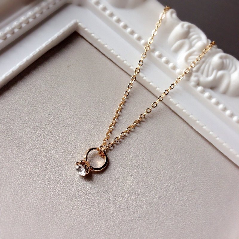 "KeepitPetite" super cute girls love · · gold-plated mini-Ring Pendant Necklace - Necklaces - Other Metals Orange