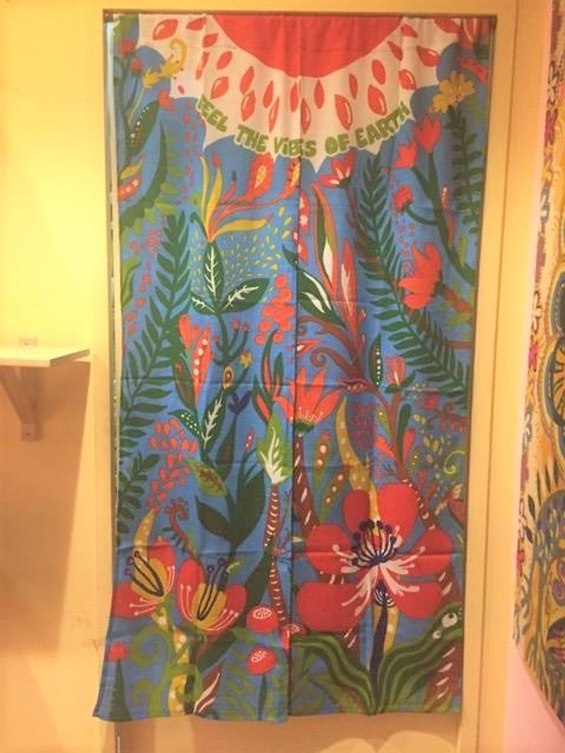 ☼ endless flowers and trees curtain ☼ (blue) - Items for Display - Cotton & Hemp Multicolor