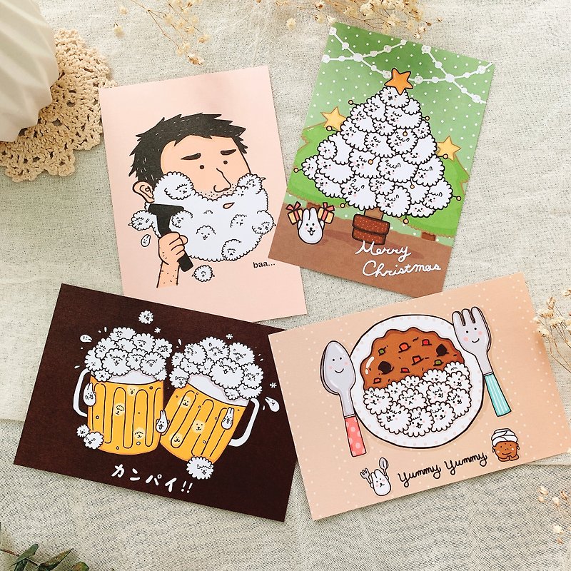 Mori Shu Bubble Sheep Peekaboo Postcard Set - การ์ด/โปสการ์ด - กระดาษ 