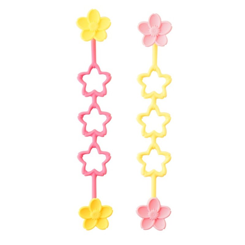 Vacii Sakura 櫻花捲線器-黃桃&粉黃 - 捲線器/電線收納 - 矽膠 多色