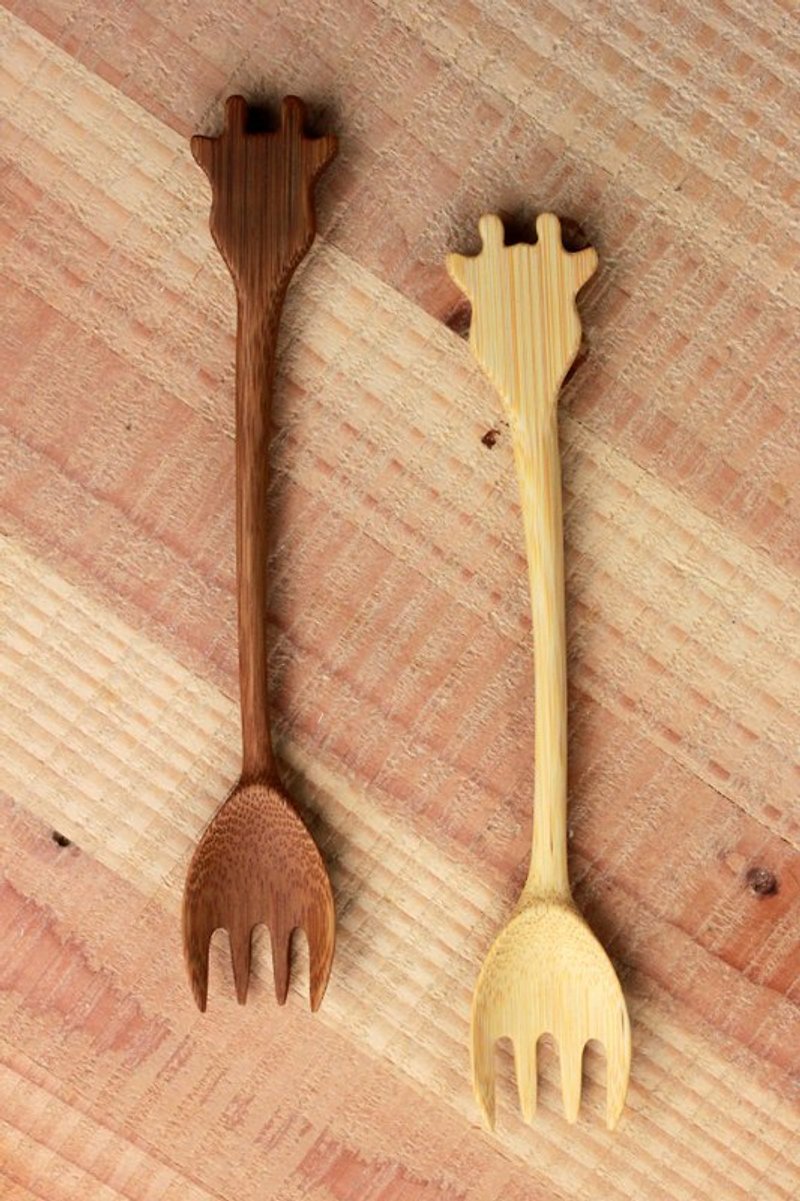 Greedy Giraffe Fork (single) Taiwan limited hand made - Cutlery & Flatware - Bamboo Brown