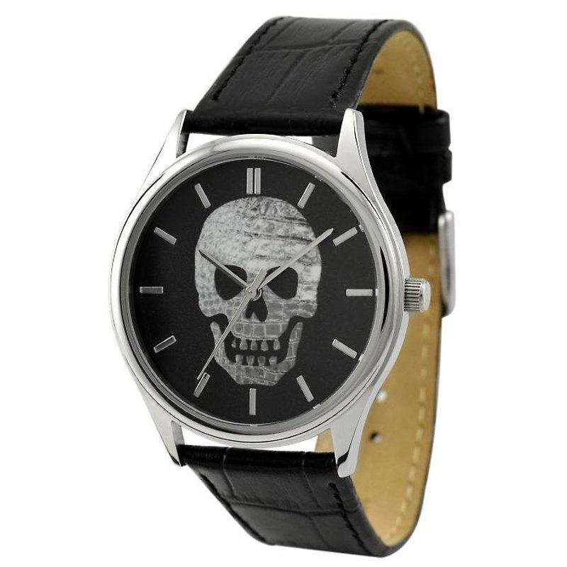 Skull Watch (Silver / Stripes) - นาฬิกาผู้หญิง - โลหะ สีเทา