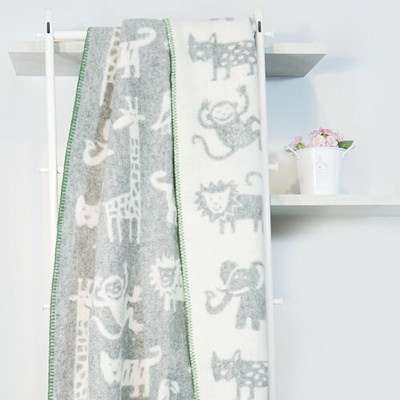 保暖毯子/懶在沙發毯►瑞典Klippan有機羊毛毯--原野躲貓貓(灰色) - 被/毛毯 - 羊毛 灰色