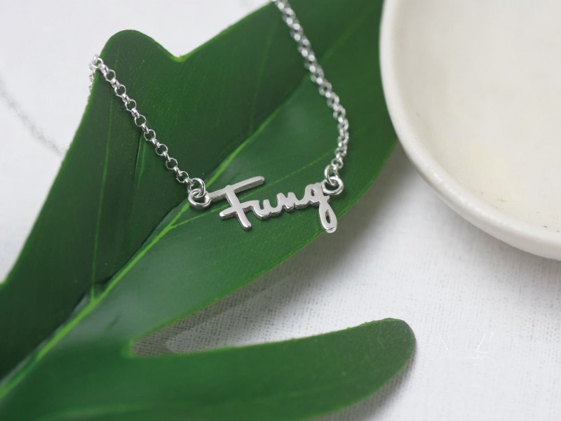 English name/letters necklace (custom-made, 925 silver) - C percent jewelry - Necklaces - Sterling Silver Silver