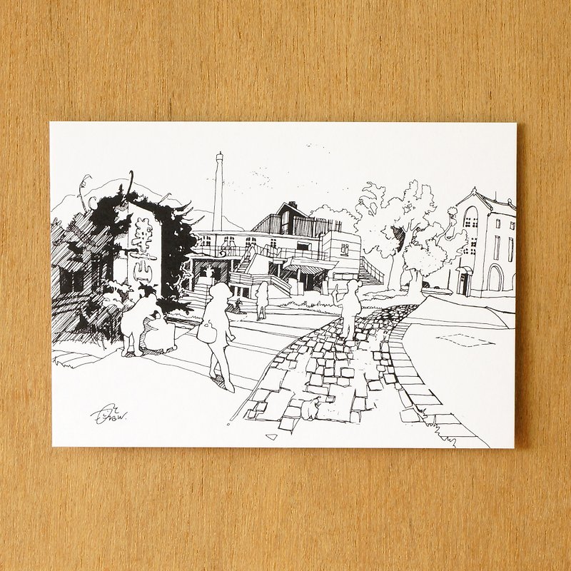 "One color" series of hand-painted postcard 『 Taiwan ‧ Huashan Culture Park』 - Cards & Postcards - Paper Black