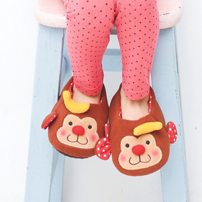 "Balloon" Children's Home Shoes-Banana Monkey - รองเท้าเด็ก - วัสดุอื่นๆ สีนำ้ตาล