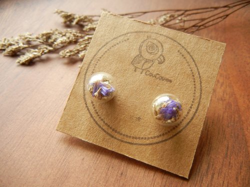 *coucoubird*glass flower earrings-purple/anti-allergic ear acupuncture