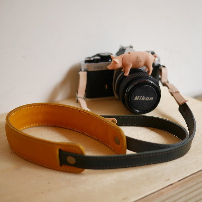 Lemon yellow camera strap - กล้อง - หนังแท้ สีเหลือง
