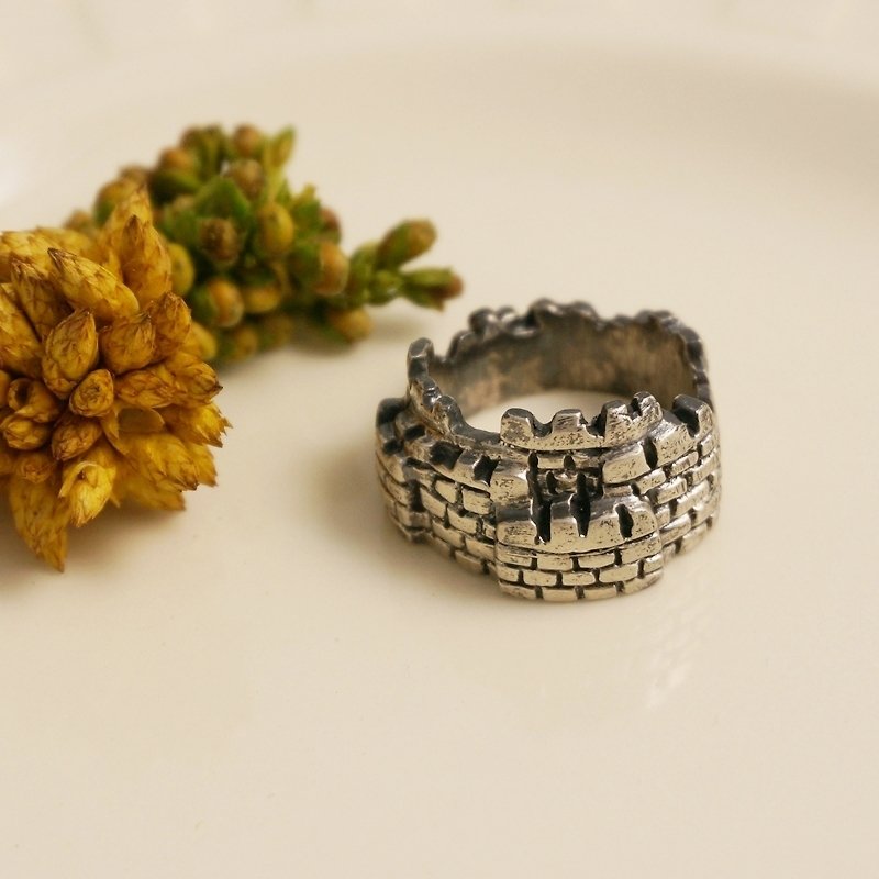 Fancy Moon*My Castle‧Castle Ring*Wide Version*‧925 Sterling Silver - Couples' Rings - Other Metals 