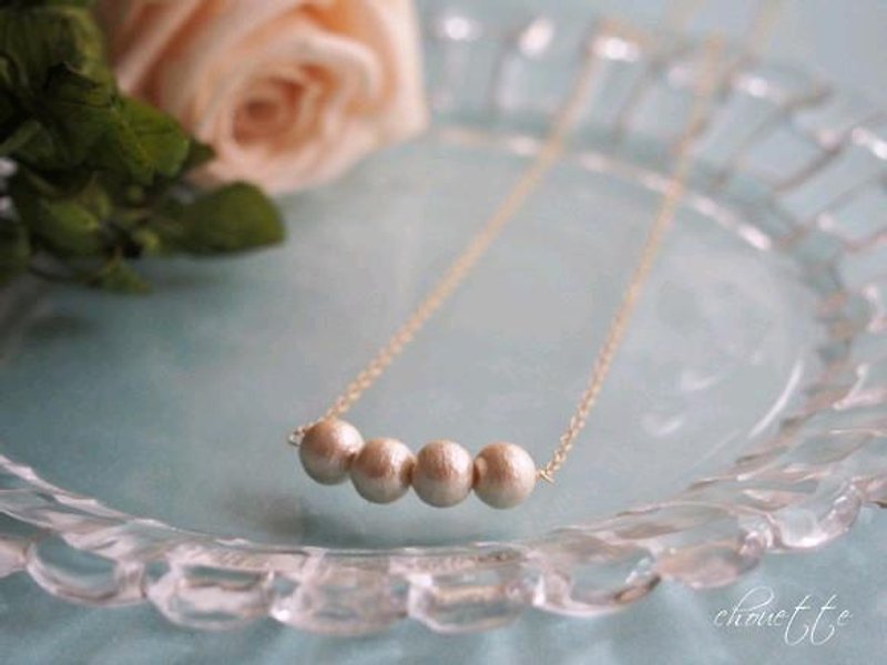 [14kgf] 4 tablets Cotton Pearl Necklace (Kisuka) - Necklaces - Other Metals White