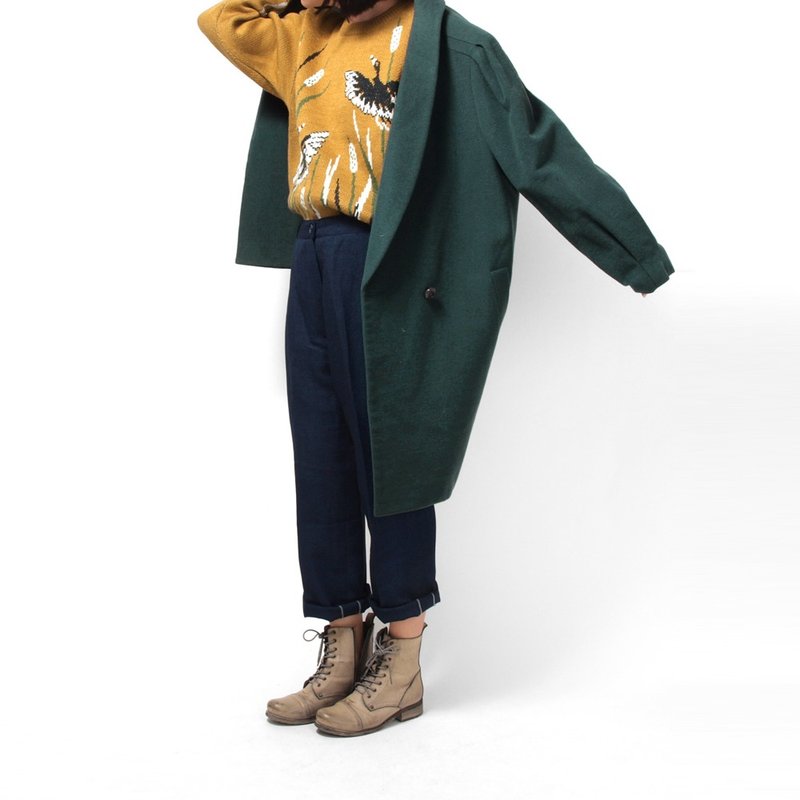 │moderato│ Nippon classic vintage coat jacket lapel retro girl │ London boy and young artists. Personalized boyfriend - Women's Casual & Functional Jackets - Other Materials Green