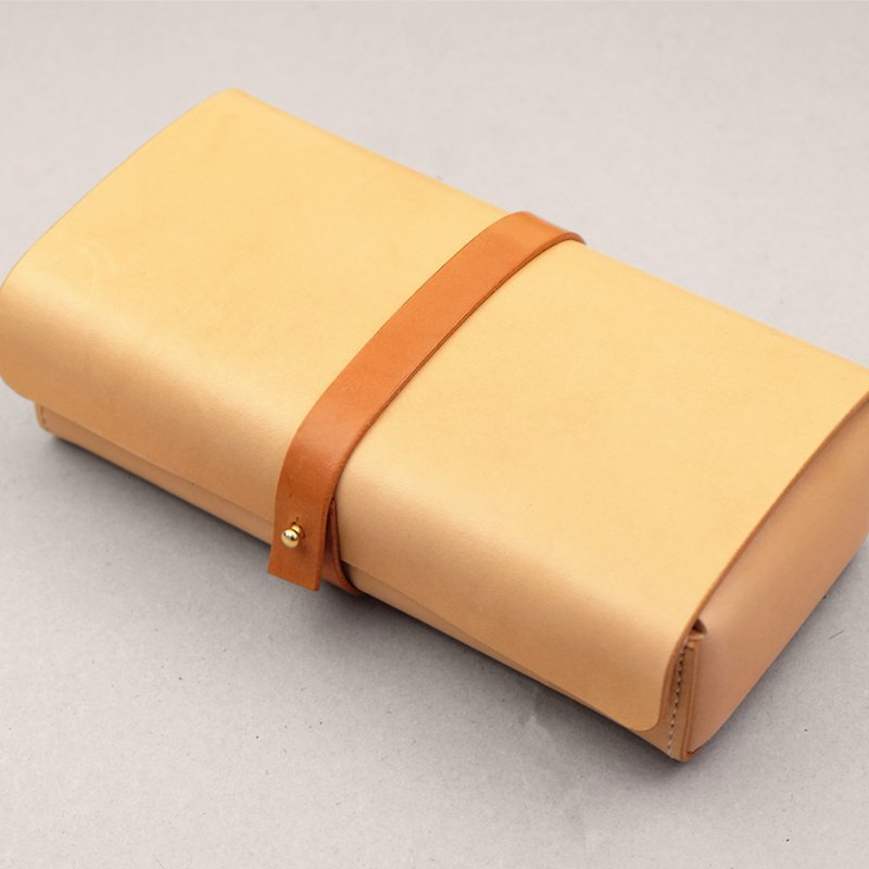 Handmade vegetable tanned leather stationery box storage box - กล่องดินสอ/ถุงดินสอ - หนังแท้ สีทอง