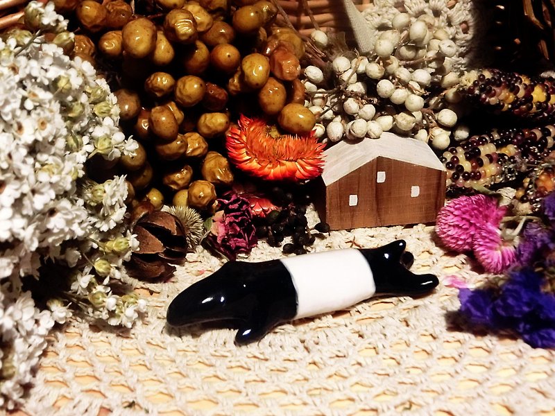 森林陶瓷小動物筷架 小物- 馬來貘款 - 花瓶/花器 - 其他材質 黑色