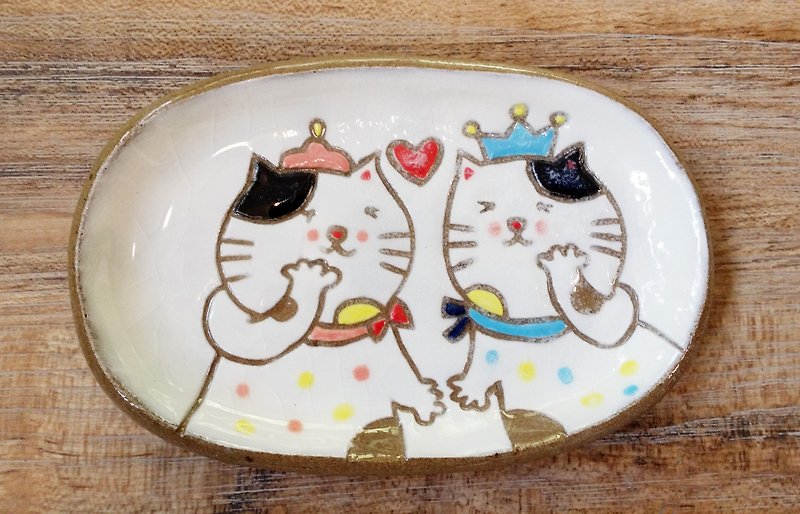 【點心盤】貓咪小王子─兩個恰恰好 - 花瓶/陶器 - 陶 