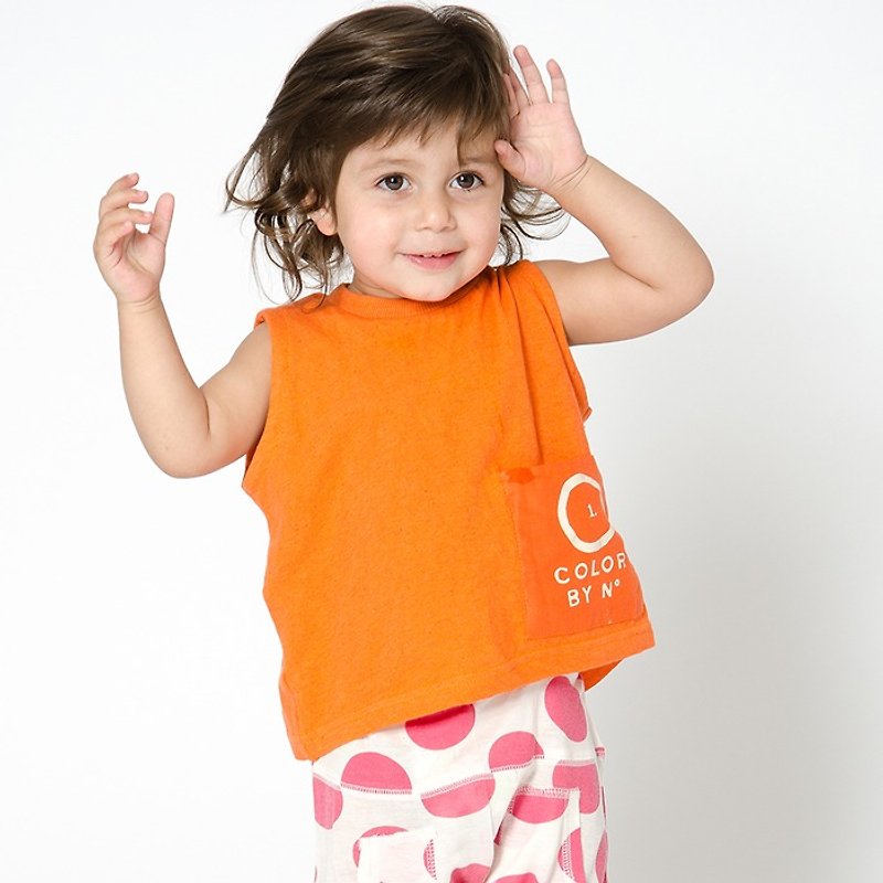 棉．麻 男/女童裝 橘色 - 【北歐童裝】瑞典有機棉兒童短袖背心1歲至8歲