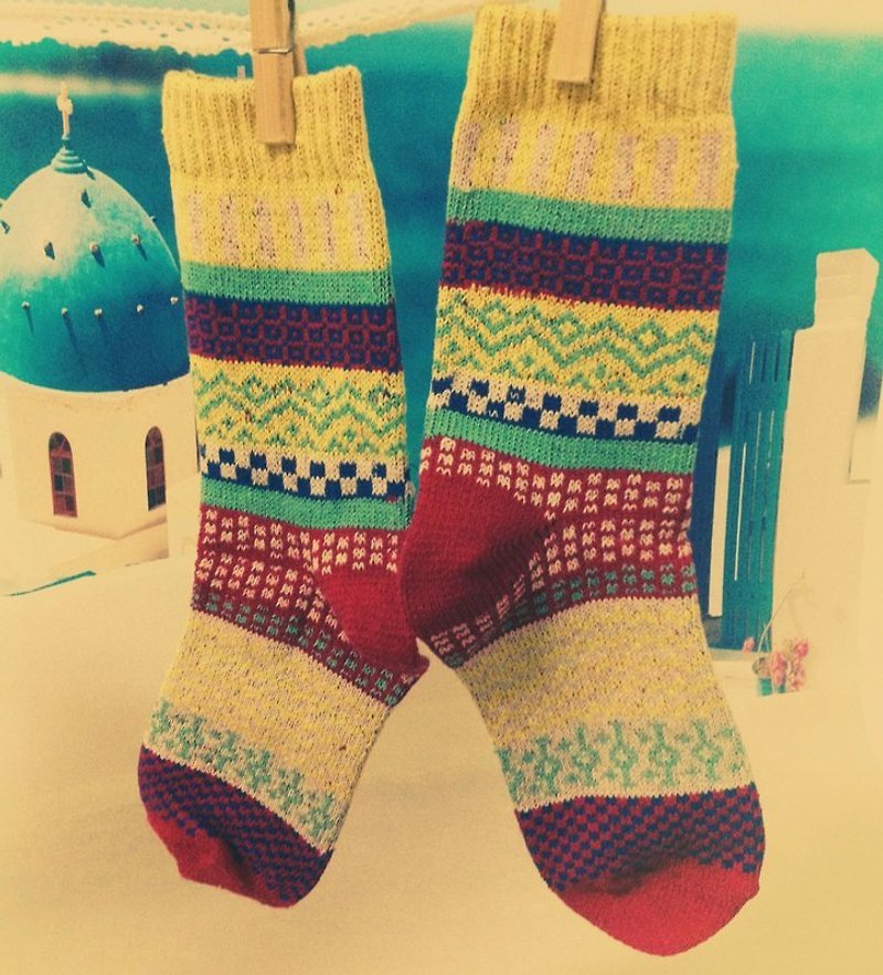 【 曬襪 】波西米亞 民族風 襪子 厚款 禮物 - Socks - Other Materials Multicolor