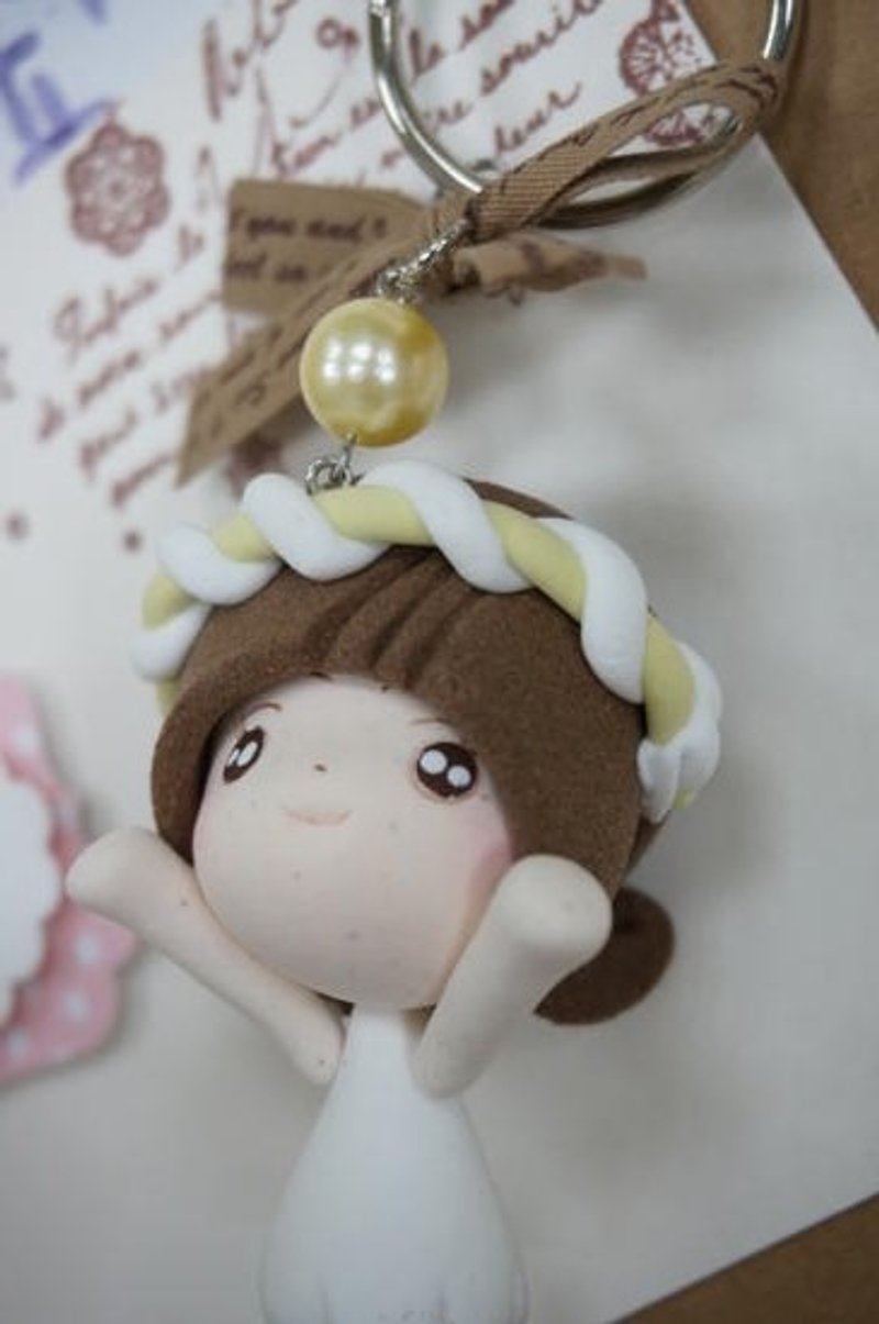 Handmade mini koli girl doll Charm - ตุ๊กตา - วัสดุอื่นๆ สึชมพู