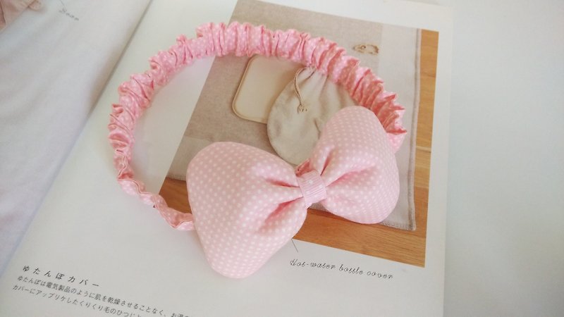 粉底水玉蝴蝶結髮帶 寶寶髮帶 - 彌月禮盒 - 其他材質 粉紅色