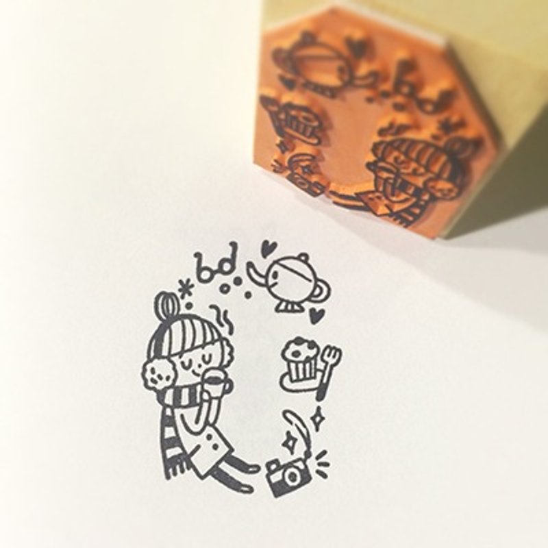 relax 數字女孩系列章    no.0 好好品嚐 - 印章/印台 - 木頭 
