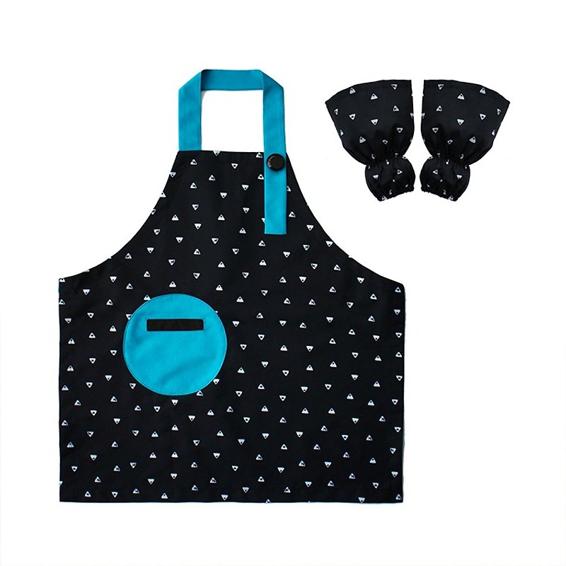 Waterproof kid apron sleeve set, Art Craft, Painting, Baking, Triangles, Blue - อื่นๆ - วัสดุกันนำ้ สีน้ำเงิน