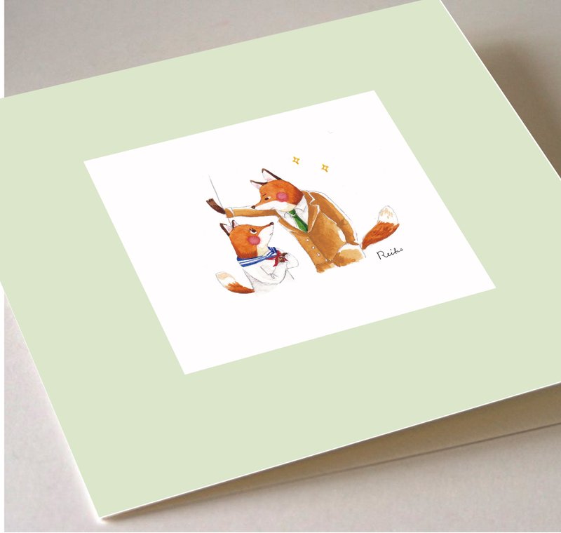 Fox wall boom / ka べ ド nn love you card - การ์ด/โปสการ์ด - กระดาษ สีเขียว