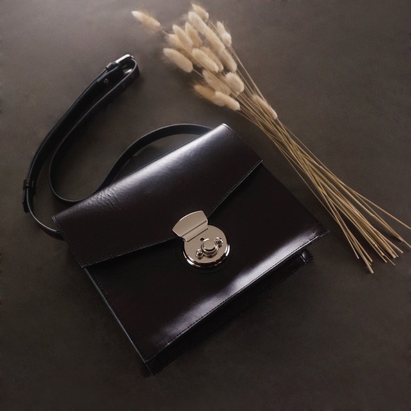 Austen奧斯丁．復古包包．側背包．深咖啡色 / 皮革 / RRENAE Leatherware - 側背包/斜背包 - 真皮 咖啡色