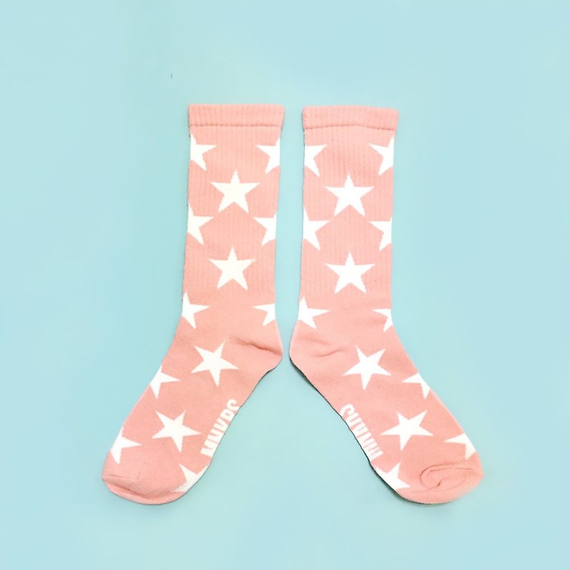 monokeros full of stars socks pink - ถุงเท้า - ผ้าฝ้าย/ผ้าลินิน สึชมพู