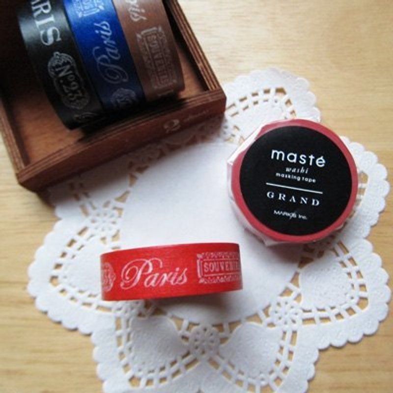 maste Masking Tape [Paris Text-Red (MSG-MKT10-RE)] - Washi Tape - Paper Red