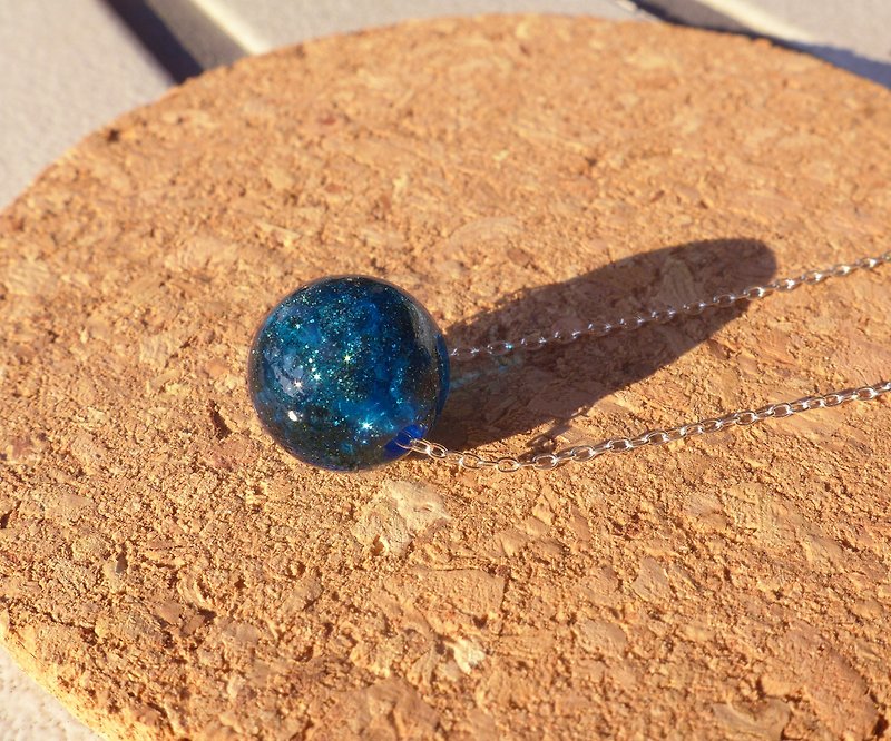Handmade Dark Blue Glass Sterling Silver Necklace-Galaxy-Small Universe Series Gift Handmade Special Valentine's Day - Necklaces - Glass Blue
