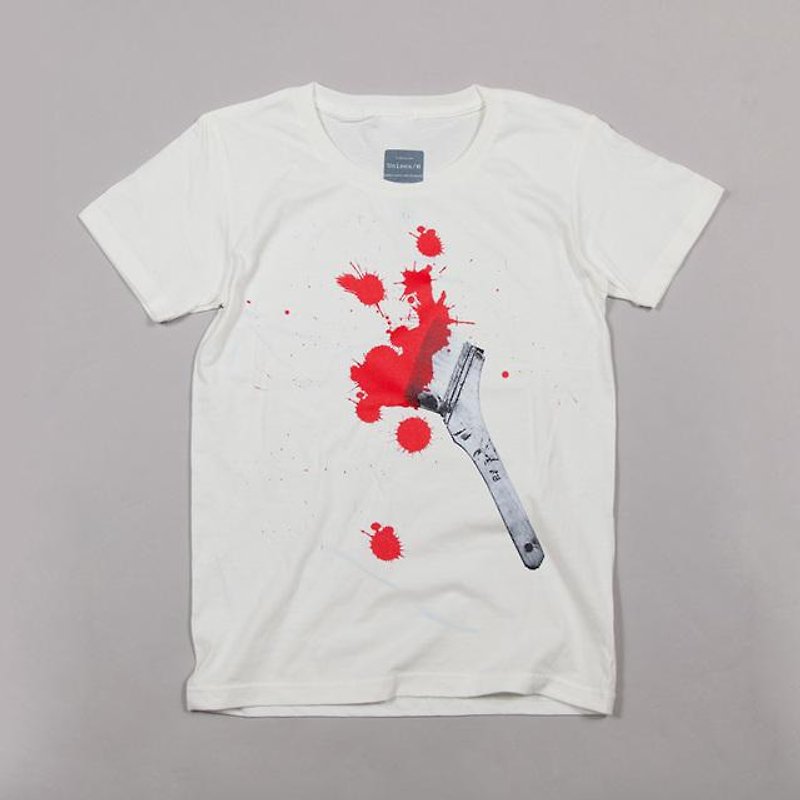 ペイント ブラシ　おもしろ デザインTシャツ　ユニセックスXS〜XLサイズ　Tcollector - 女 T 恤 - 棉．麻 白色