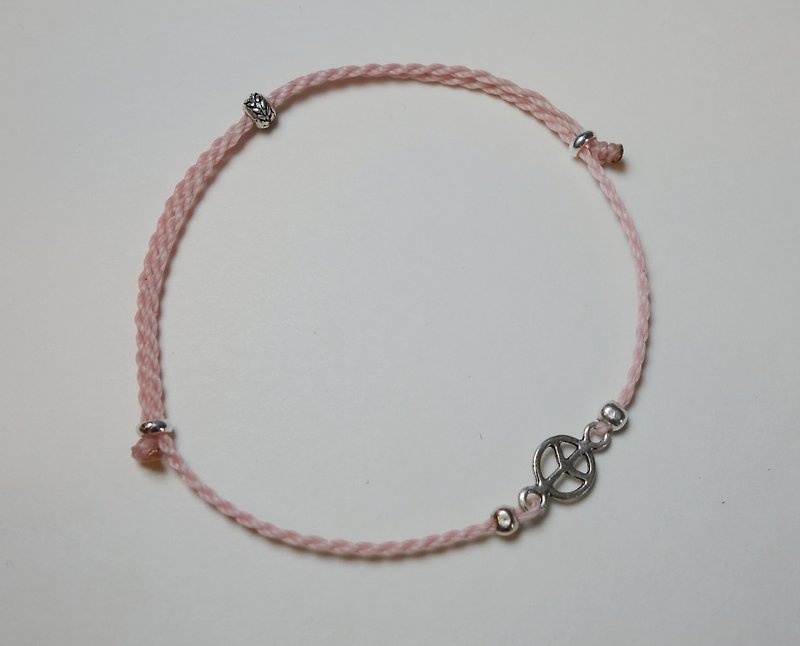 ~ M + Bear ~*simple*Peace Peace minimalist fine 925 sterling silver bracelet Japanese wax line - Bracelets - Other Metals Pink