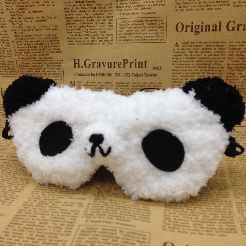 Panda-Knitted Wool Eye Mask Shading Eye Mask Sleep Eye Mask Sleep Aid Artifact - เครื่องนอน - วัสดุอื่นๆ ขาว