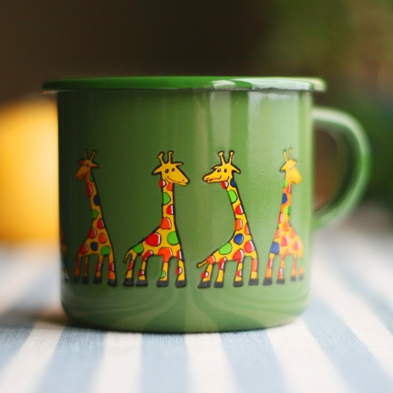 Smaltum Prague enamel cup Gator giraffe _ dark green (250ml) <FDN000041> - แก้วมัค/แก้วกาแฟ - วัตถุเคลือบ สีเขียว
