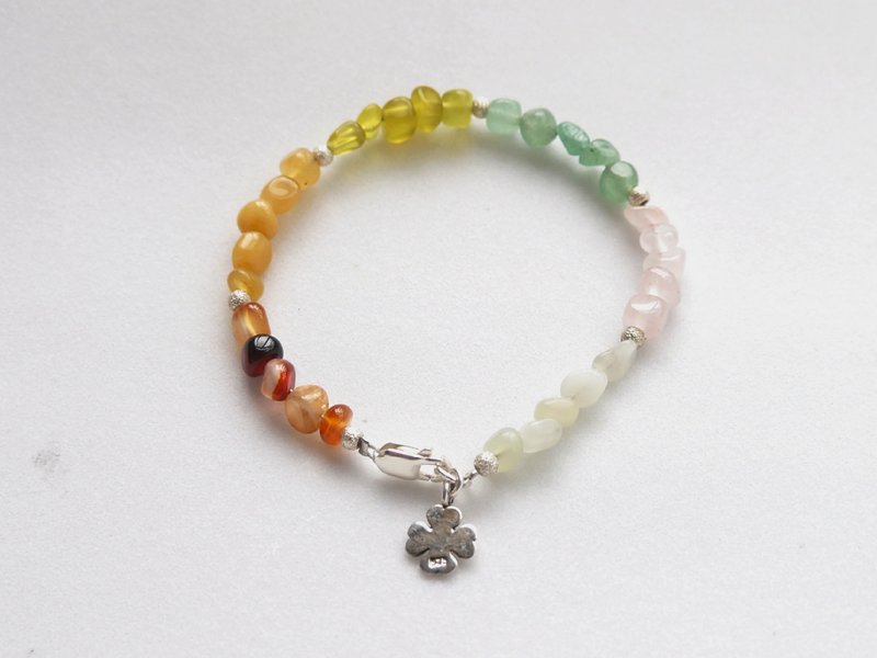 【ColorDay】好心情糖果天然石系列~幸運草純銀手鍊 - Bracelets - Gemstone Multicolor