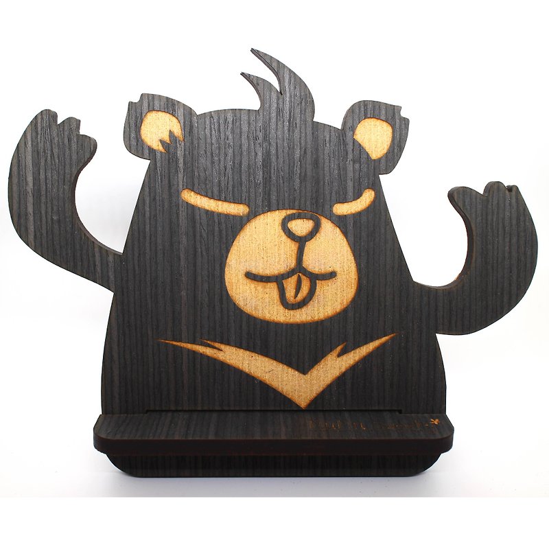 MuMu Sweety ✿ 黑熊 / 手機座 / 平板座 - 手機架/防塵塞 - 木頭 黑色