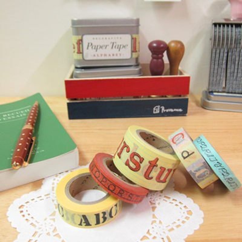 Cavallini Decorative Paper Tape hardcover tin paper tape group (letter) - มาสกิ้งเทป - กระดาษ หลากหลายสี