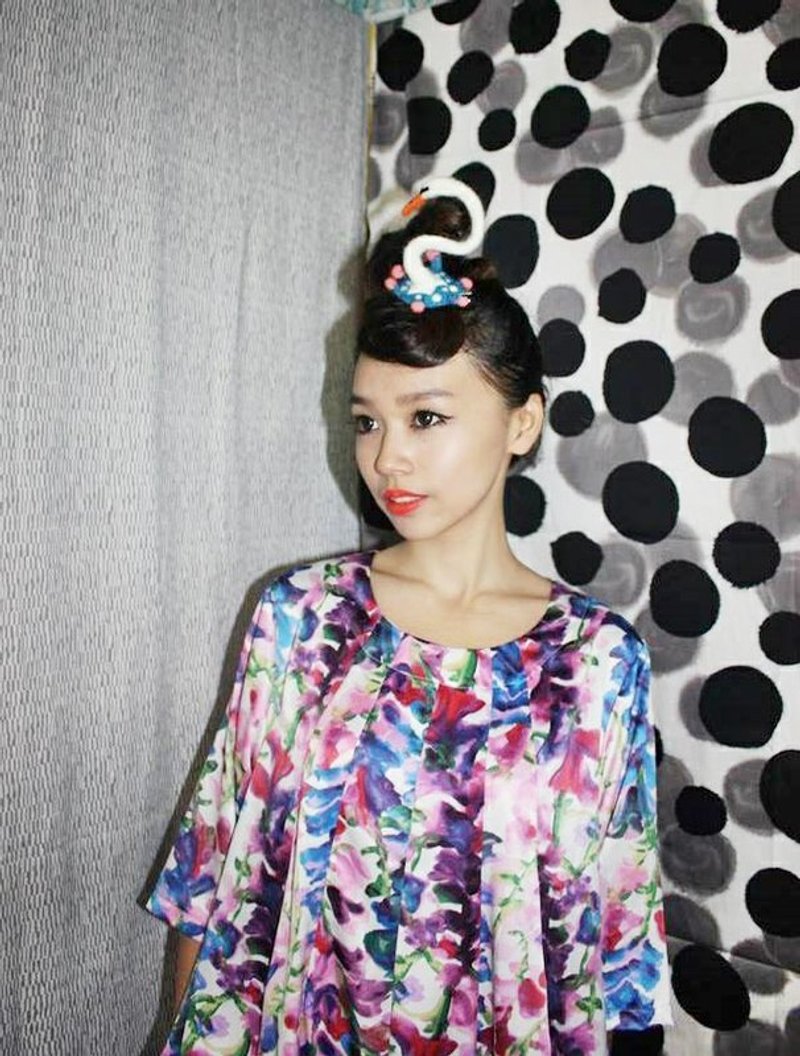 ｛Little Treasure｝牽牛花Over size One-piece - 洋裝/連身裙 - 其他材質 多色