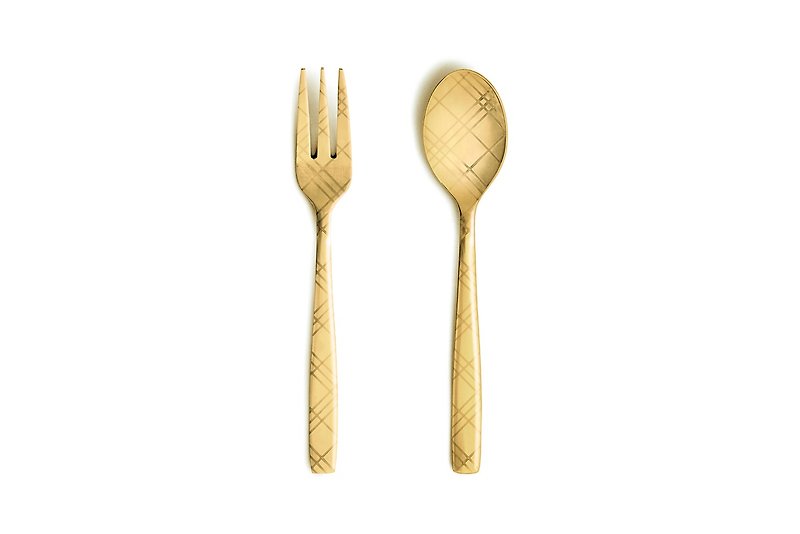 Perrocaliente textured dessert cutlery set / Gold - ช้อนส้อม - โลหะ สีทอง