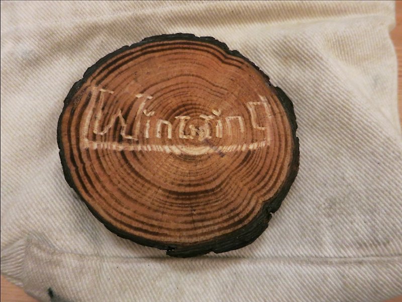 Brandon customized lettering caramel natural wood coaster - Other - Wood 