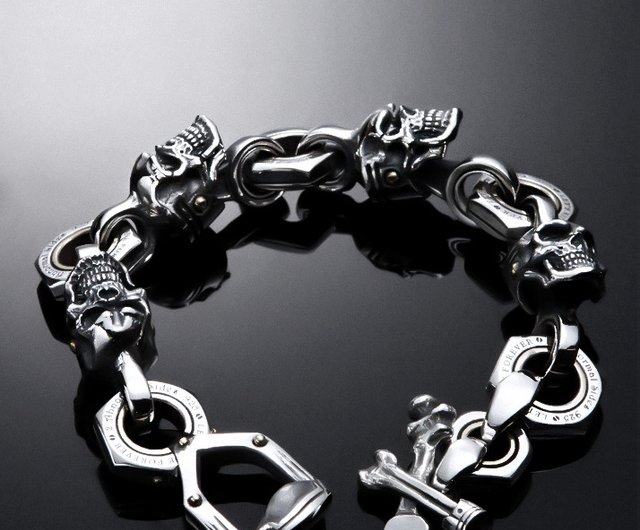 BIKER Movable Skull Bracelet. 2024 Sterling silver