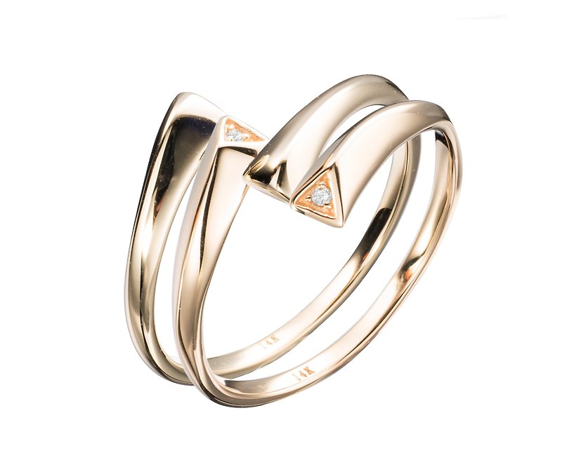 Minimalist Engagement Ring, 14k Promise Ring Set, Wedding Band Set, Dainty Rings - แหวนคู่ - เพชร สีทอง
