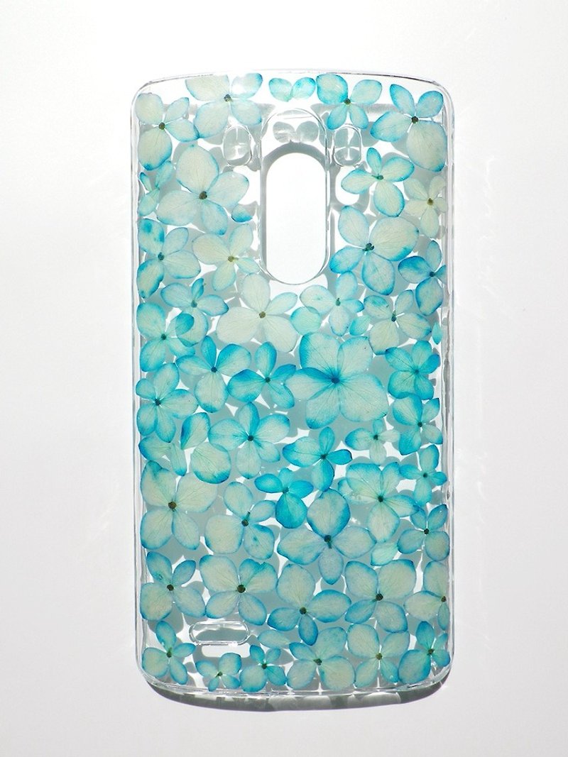 Anny's workshop手作押花手機保護殼，適用於LG G3 case，繡球花系列 - 手機殼/手機套 - 塑膠 藍色