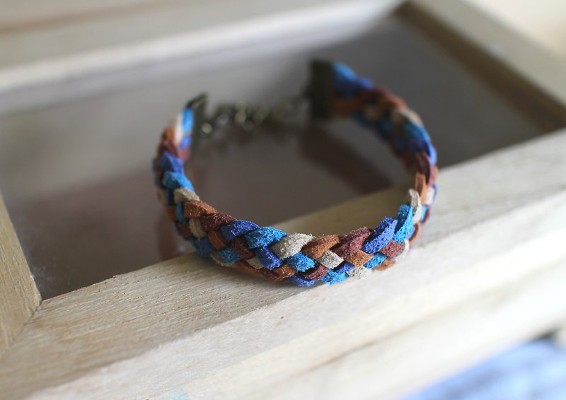 hand made bracelet-- korean synthetic leather【squirrel's walnut】 - Bracelets - Genuine Leather Blue