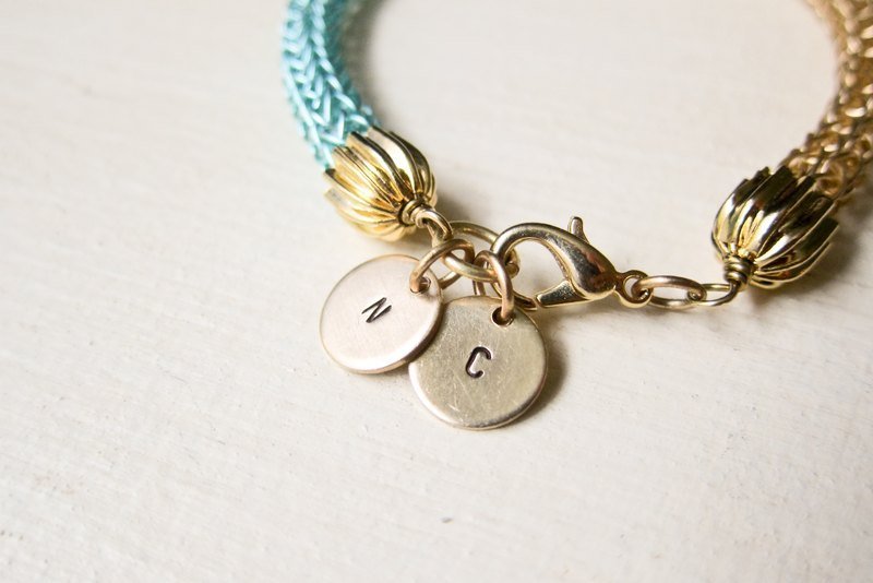 【加購區】手打印英文縮寫小圓雙吊牌/情人節禮物/生日禮物/100%客製/ - 項鍊 - 其他金屬 金色