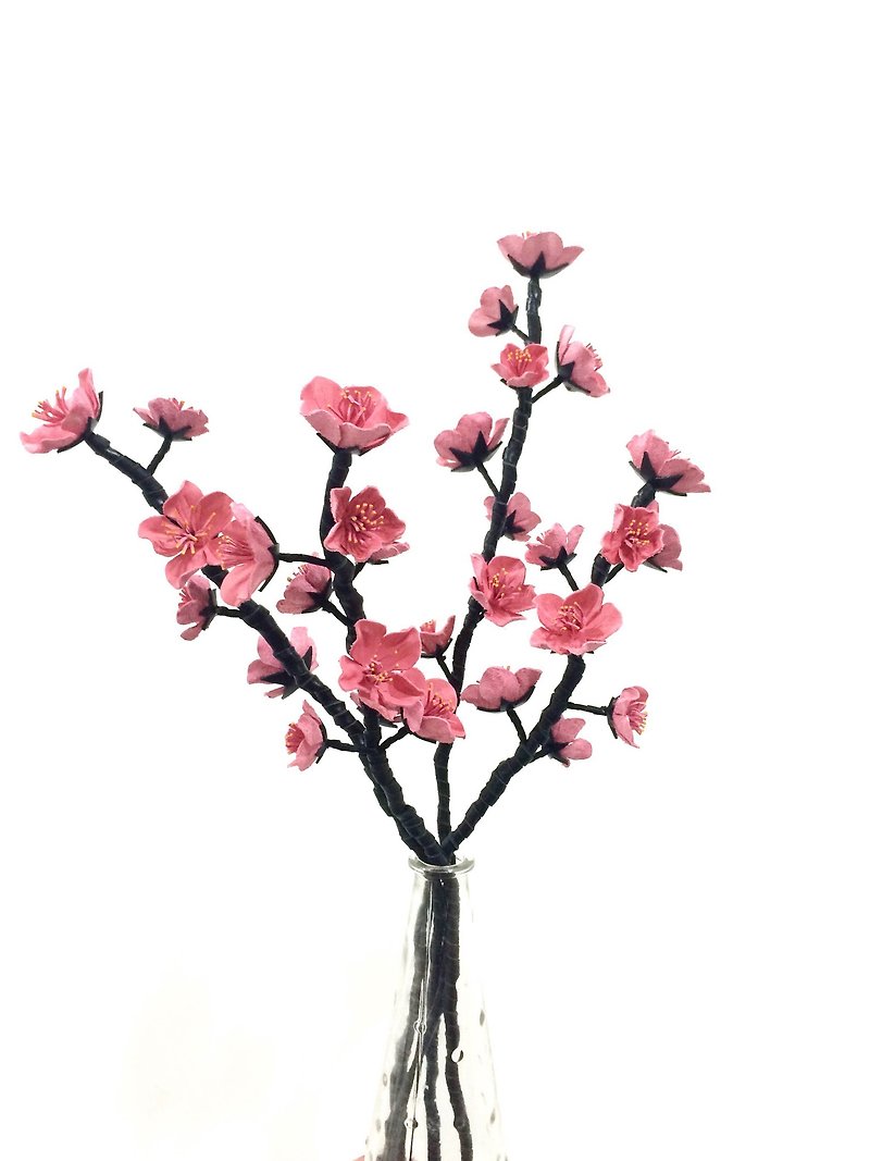旧正月 - 新年の贈り物 - 本当。桃の花（ピンク） - 観葉植物 - 革 ピンク