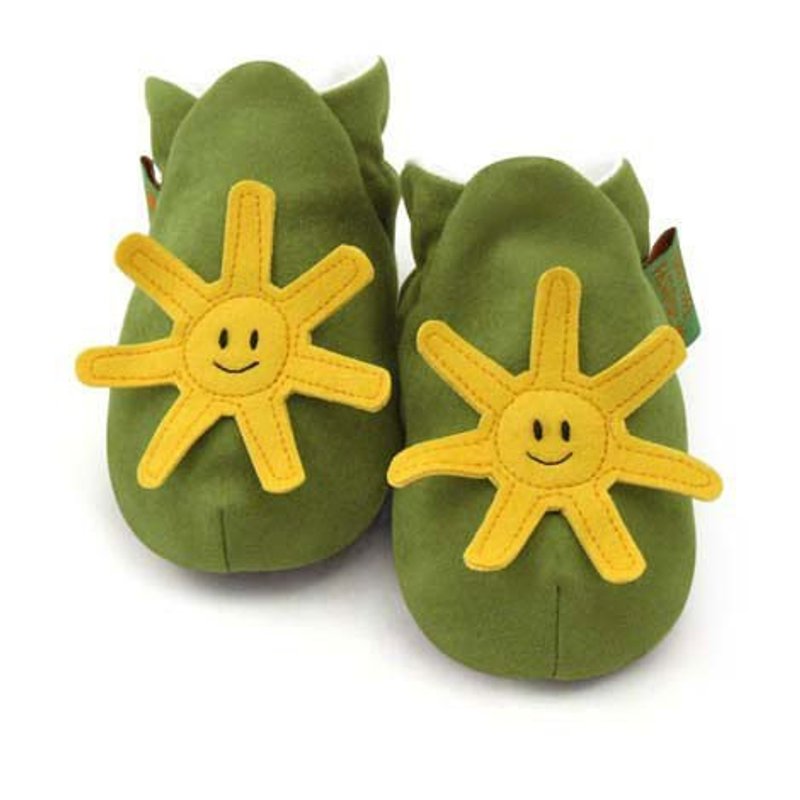 ★客製化★【英國手工鞋FunkyFeet Fashions】綠色太陽學步鞋0-24M(NT$1750)/ 2-7Y(NT$1950) - 男/女童鞋 - 其他材質 綠色