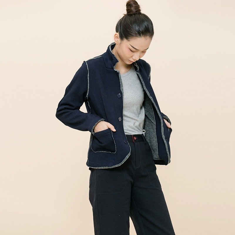 BUFU  indigo heavy jacket   O150611 - Women's Casual & Functional Jackets - Cotton & Hemp Blue